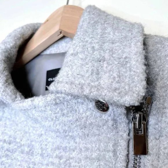 club monaco wool-blend boucle jacket with fur cuffs XS - Picture 6 of 6